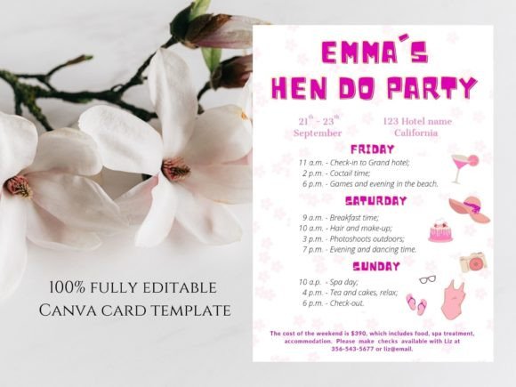 Download Hen Invitation, Hen Do Itinerary Planner - Premium Resources