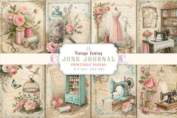 Download Vintage Sewing Junk Journal Pages - Sewing Collection
