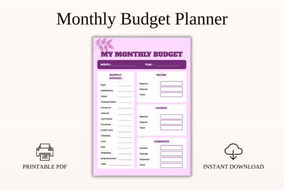 Download Modern Monthly Budget Planner Printable - Budget planner Collection