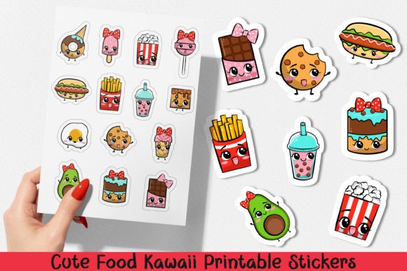 Download Cute Food Kawaii Printable Stickers. PNG - Kawaii printable Collection