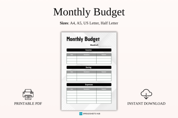 Download Modern Monthly Budget Planner PDF - Budget planner Collection