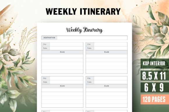 Download Weekly Itinerary Planner | Kdp Interior - Premium Resources