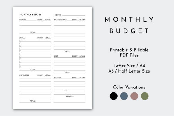 Download Minimalist Monthly Budget Planner Page - Budget planner Collection
